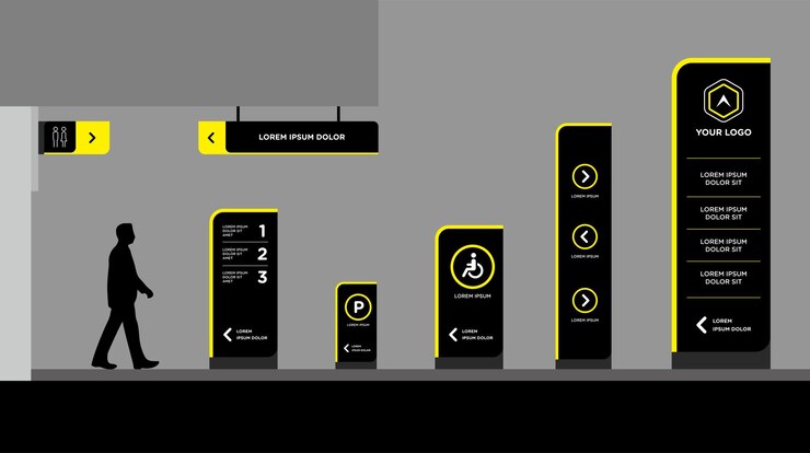 Vector exterior and interior signage template set corporate identity