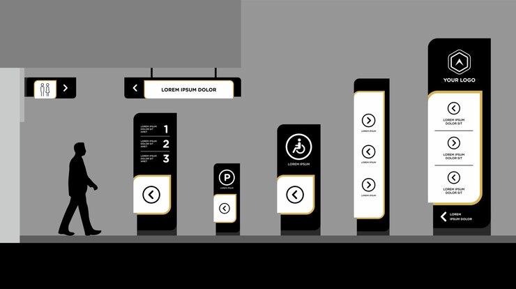 Vector exterior and interior signage template set corporate identity