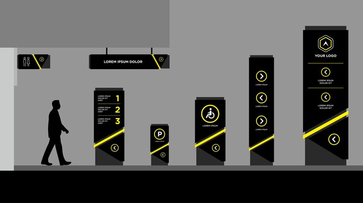 Vector exterior and interior signage template set corporate identity