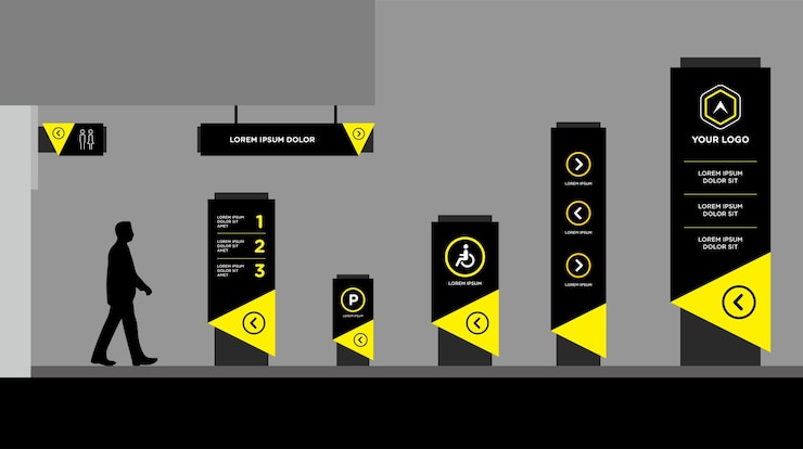 Vector exterior and interior signage template set corporate identity