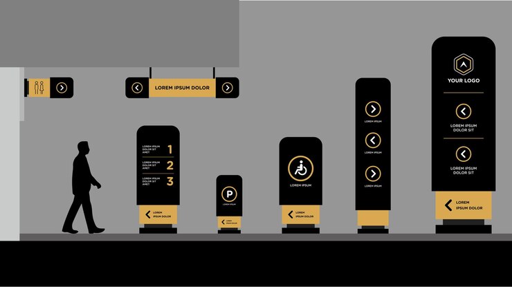 Vector exterior and interior signage template set corporate identity