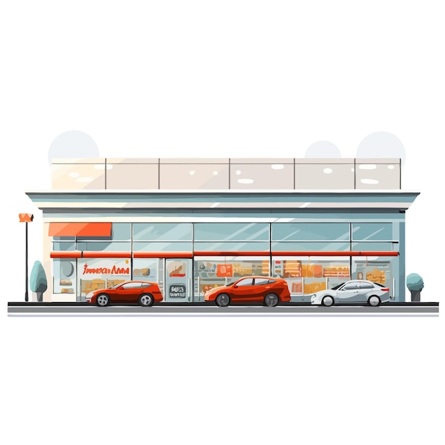 Exterior_of_supermarket_facade_and_passenger_car