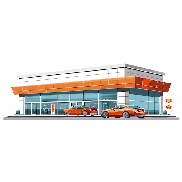 Вектор exterior_of_supermarket_facade_and_passenger_car