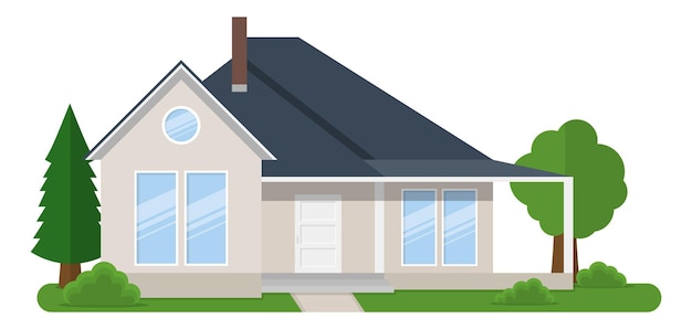 Вектор Внешний вид жилого дома вид спереди векторная иллюстрация