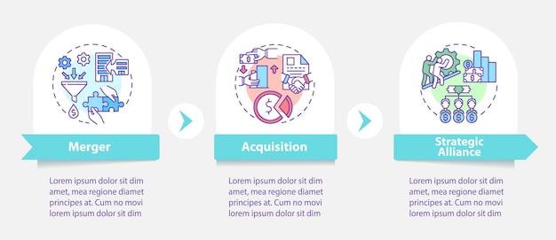 외부 비즈니스는 벡터 인포그래픽 템플릿을 확장합니다. 회사 성장 프레젠테이션 개요 디자인 요소입니다. 3단계로 데이터 시각화. 타임라인 정보 차트를 처리합니다. 라인 아이콘이 있는 워크플로 레이아웃