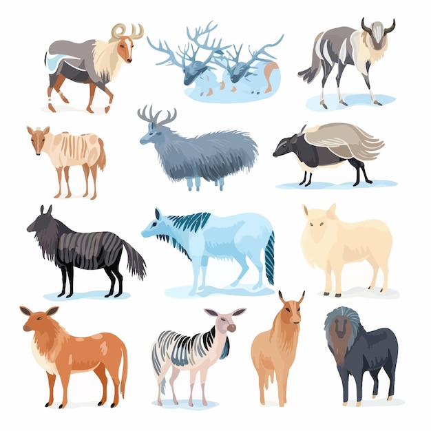 Vector extinct species wild mammal animals and birds