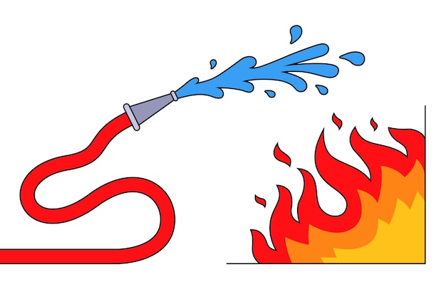 Extinguish fire with red hose with water