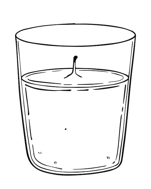 Extinguished wax candle in a transparent glass home comfort doodle linear