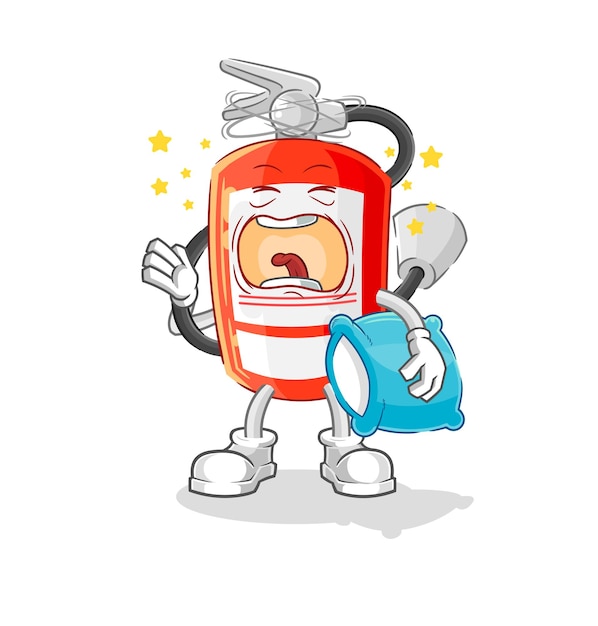 Extinguisher yawn character cartoon mascot vector
