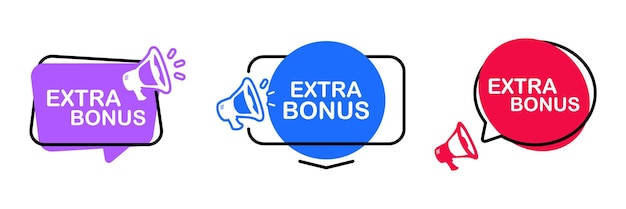 エクストラ ボーナス エクストラ ボーナス提供ベクター バナー メガホン 特別なショップの提案コンセプト スーパー セール キャンペーンのお知らせ 拡声器のバナー ビジネス マーケティングと広告のラベル
