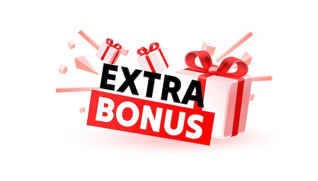 Extra bonus gift gift tag free product web sticker vector illustration