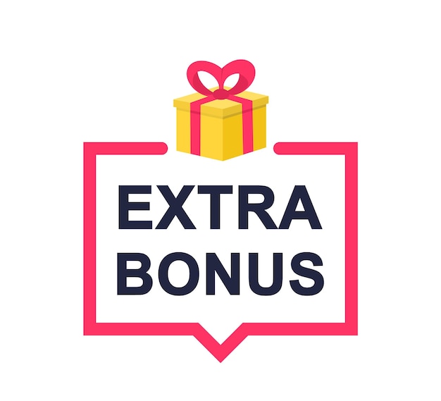 Vettore icona bonus extra banner moderno con regalo a sorpresa