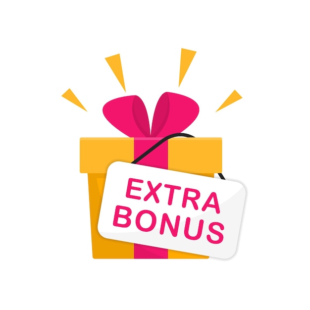 Vettore banner etichetta bonus extra banner moderno con regalo a sorpresa