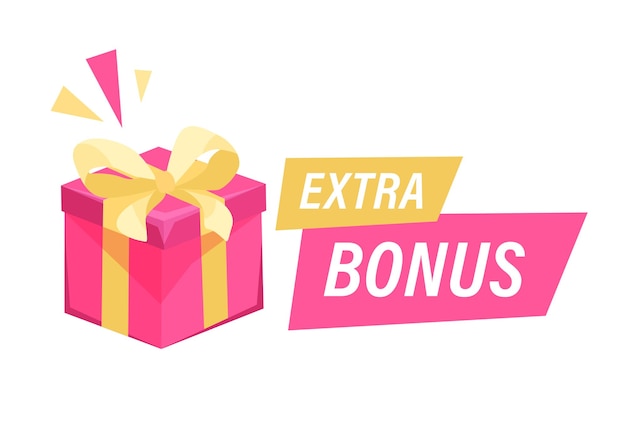 Vector extra bonus label banner with gift