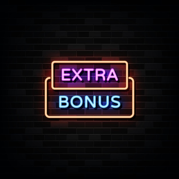 Extra bonus neonreclames vector. ontwerpsjabloon neon stijl