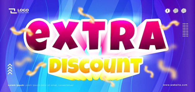 Design del modello di banner o volantino per la vendita di sconti extra per il giorno dello shopping