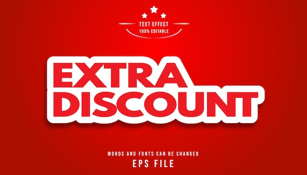 Extra discount text style effect editable suitable for headline promotion marketing etc