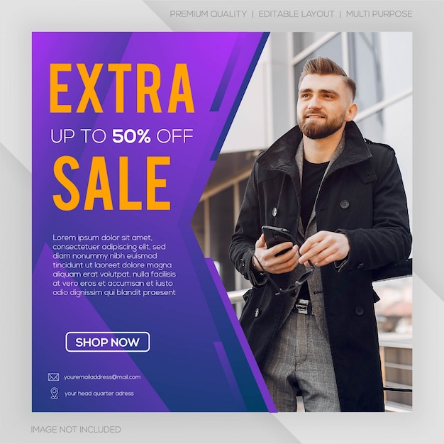 Vector extra sale social media web banner