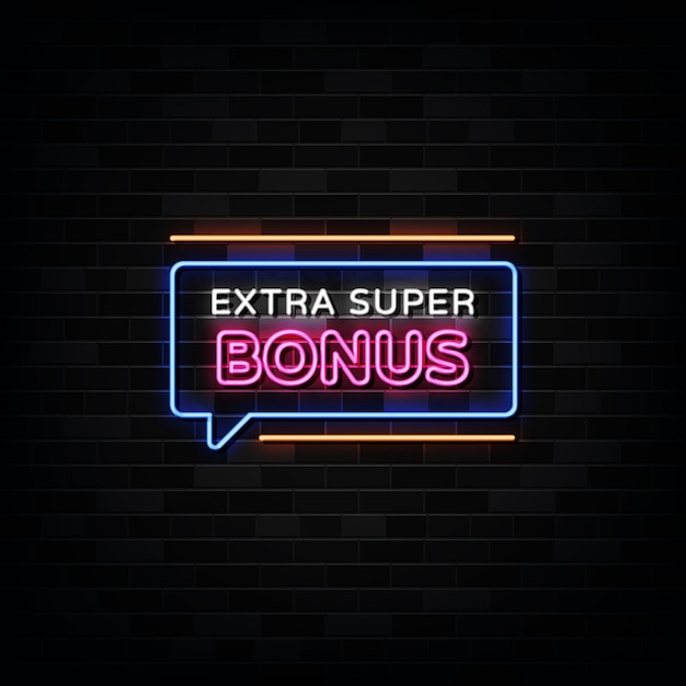 Insegne al neon extra super bonus sulla parete nera