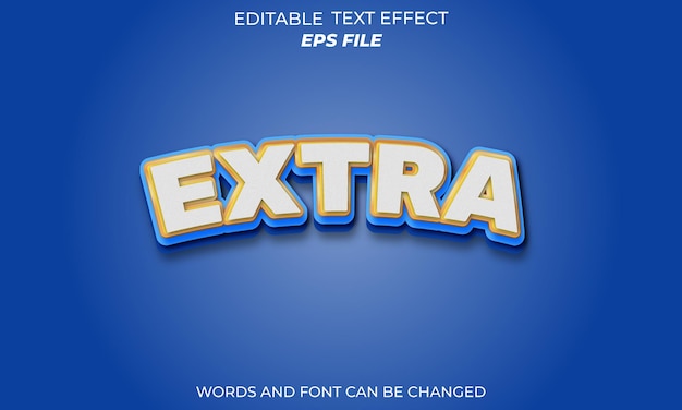 Extra text effect blue style Editable text font editable typography vector