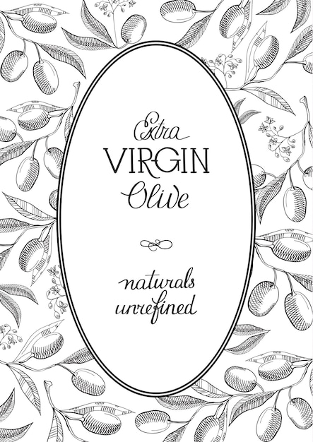 Этикетка с овальным венком из оливкового масла extra virgin