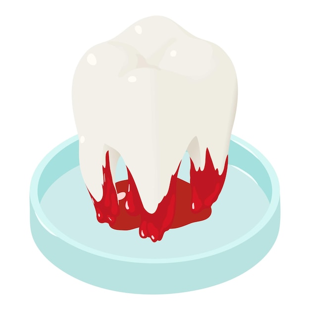 Vettore vettore isometrico dell'icona del dente estratto rimozione di odontoiatria per chirurgia dentale