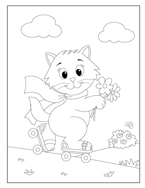 Extraordinarily beautiful cat coloring pages for kids