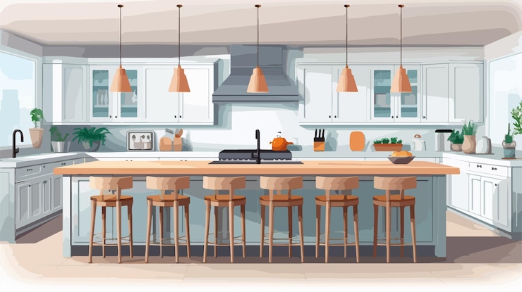 Vector extravagant contemporary farmhouse style kitchen design