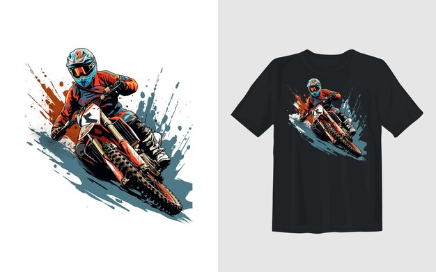 Extreme crossmotor cartoon vector illustratie biker t shirt design