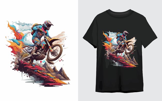 Vector extreme dirt bike colorful vector illustration biker t shirt design