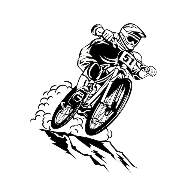 Vettore illustrazione vettoriale dello sport di ciclismo di montagna extreme downhill