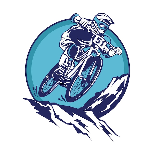 Illustrazione vettoriale dello sport di ciclismo di montagna extreme downhill