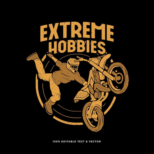 벡터 tshirt 및 포스터 디자인을위한 극단적 인 취미 motocross 자유형 만화 그림