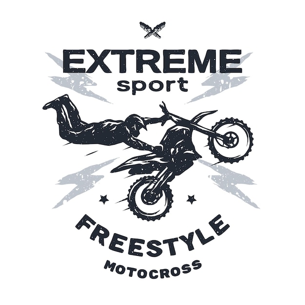 Vettore extreme motocross emblema tshirt design illustrazione vettoriale