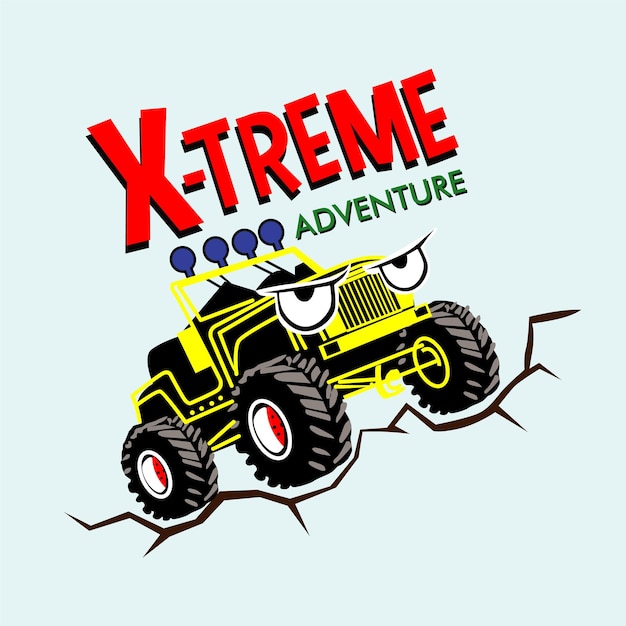 extreme off-road auto ontwerp cartoon vectorillustratie