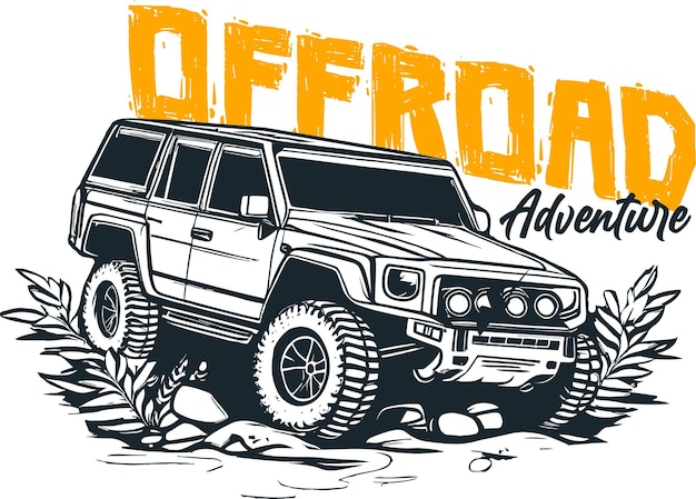 Vector extreme off-road jeep logo silhouet vector