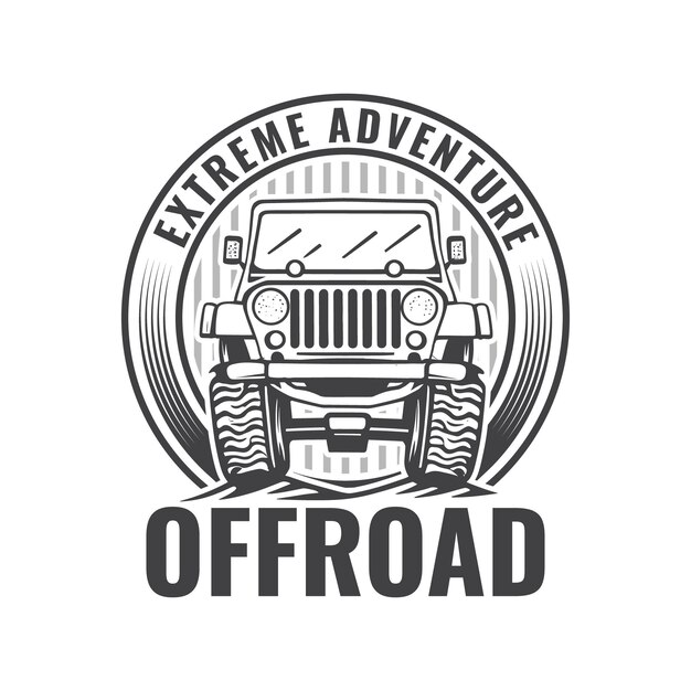 Extreme off road jeep logo silhouette vector