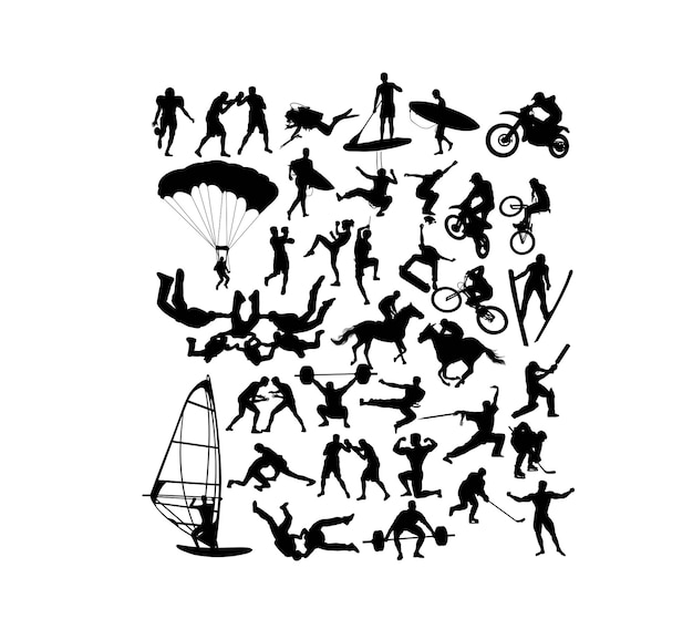 Vector extreme sport silhouettes art vector design