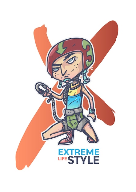 extreme sport skateboarden man stripfiguur ontwerp