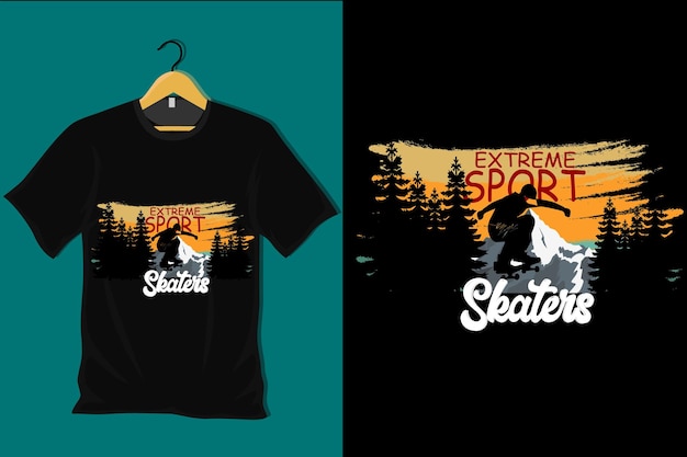 Extreme sport skaters retro vintage t shirt design