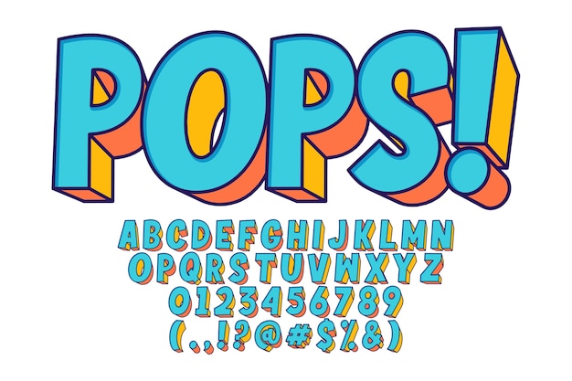 Extrudeer pop-art lettertype en nummer