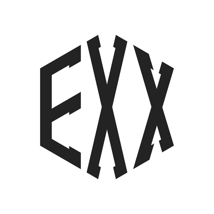 Vector exx logo design initial letter exx monogram logo using hexagon shape