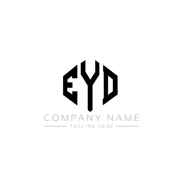 Design del logo a lettere eyd con forma di poligono eyd poligono e forma di cubo design del logo eyd esagono modello di logo vettoriale colori bianco e nero eyd monogramma business e logo immobiliare