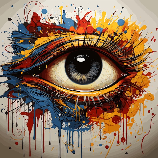 Vector eye in abstract art style background illustration