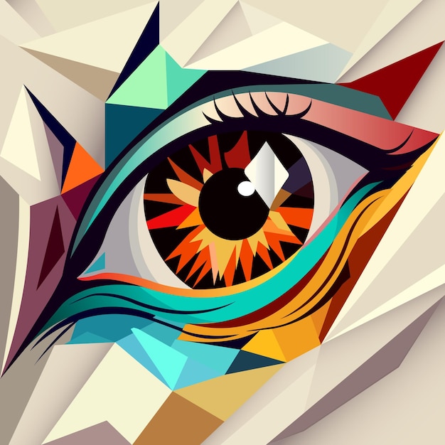 eye in abstract art style, cube style for poster, banner or background, vector illustration