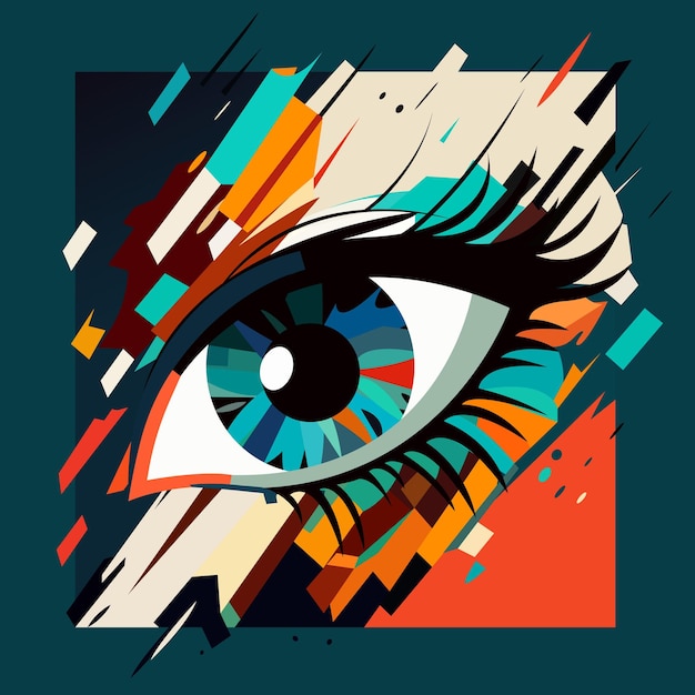 Vector eye in abstract art style, cube style for poster, banner or background, vector illustration