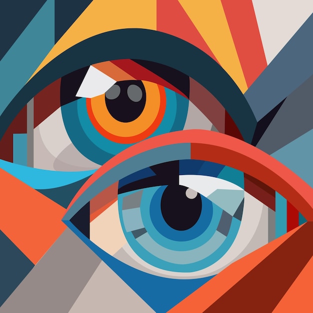 eye in abstract art style, cubic style for poster, banner or background, vector illustration