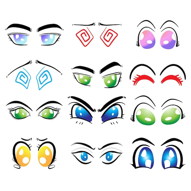 Vector the eye bundle set of cartoon anime style vector imagexa