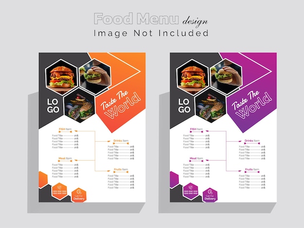 벡터 눈에 띄는 음식 메뉴 디자인과 템플릿