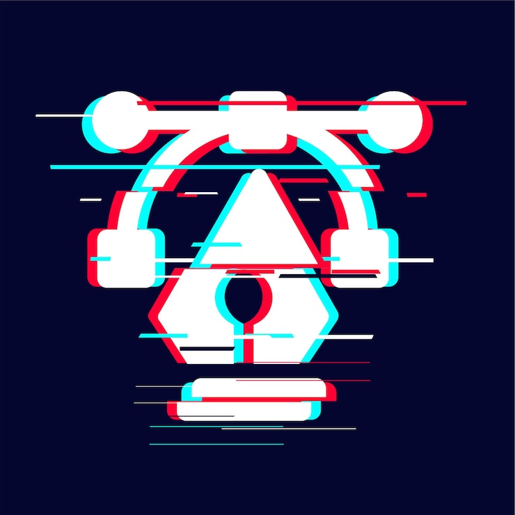 Vector eye catching glitched pen tool icon